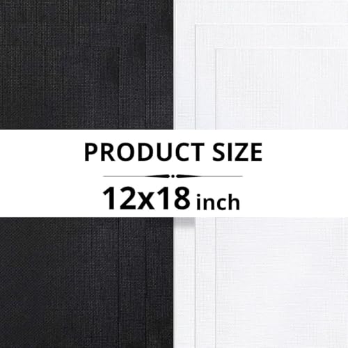 6PCS Aida Cloth 14 Count Black & White – Cotton 14 Ct Aida Cloth 12x18 Inch Cross Stitch Fabric Kit for Needlework and Embroidery (3PCS Black and 3PCS White) - color: Black, White(14count)