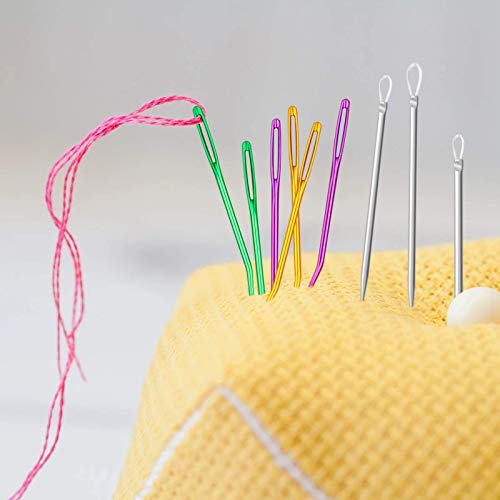 Wool Needles Colorful Bent Tip Tapestry Needles Large-Eye Aluminium Sewing Knitting Needles