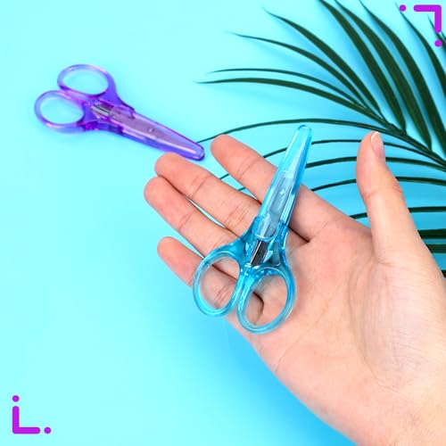 2Pcs Small Scissors All Purpose Craft Scissors Stainless Steel Mini Detail Craft Scissors Precision Straight Fine Tips Design for Paper Cutting,Scrapbooking - color: Purple,blue