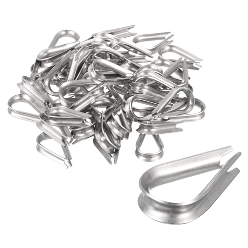uxcell 50Pcs M3 Stainless Steel Thimble for 1/8" Dia Wire Rope, Wire Rope Cable Thimbles Rigging for Marine, Sunshade Sail, Fence - size: M3