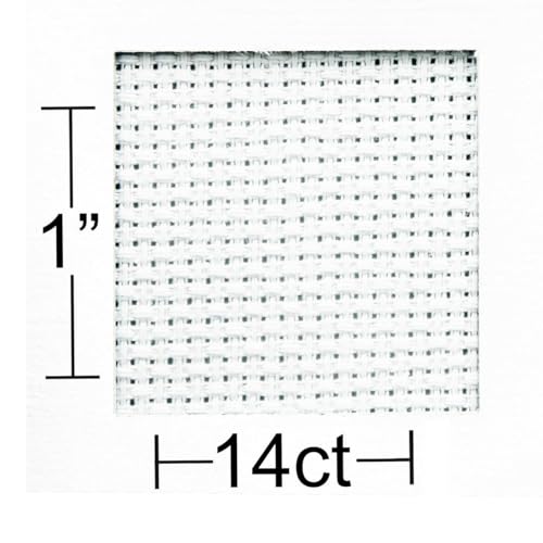 Essentials By Leisure Arts Aida Cloth, 14 Count, White, Cross Stitch Fabric, Embroidery Fabric, Cross Stitch Supplies for Crafting, Stitching, and Sewing Projects 15X18 - color: White