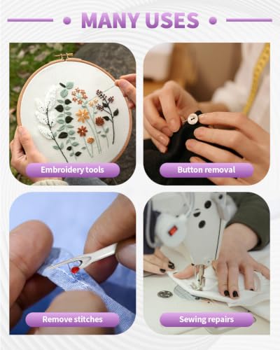 3Pcs Seam Rippers, Stitch Ripper with Protective Caps, Gift for Crafters - color: Purple