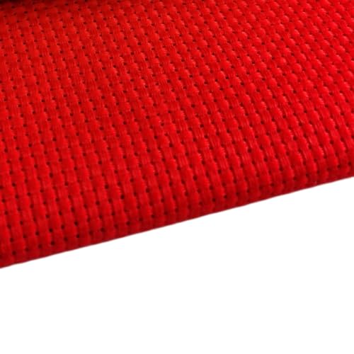 KCS 59" x 1 Yard (93cmx149cm) 11 Count Cotton Aida Cloth Cross Stitch Fabric (Red) - color: Red
