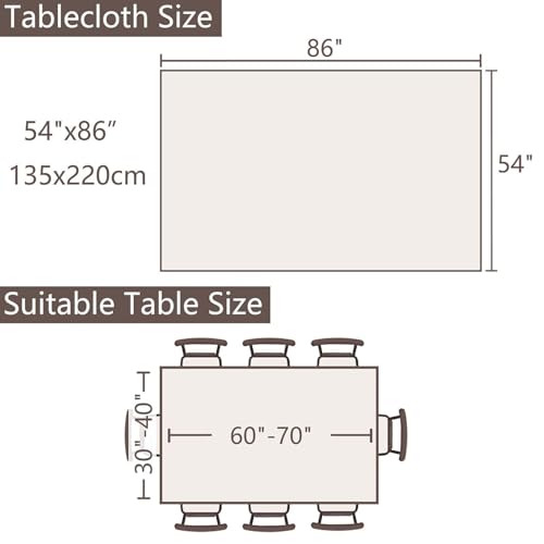 SIELUNO Rectangle Table Cloth Cotton Linen Waterproof Embroidery Tablecloth Rustic Farmhouse Style for Indoor Outdoor Dinning Tabletop Decoration-Striped Coffee-54 x86 - color: Striped Coffee, size: 54" x 86" (Rectangular)