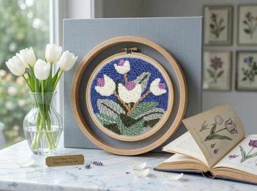 Meoe&heome Punch Needle Kit for Beginners, DIY Embroidery Set with 20+ Patterns(Tulip Branch) - color: Tulip Branch