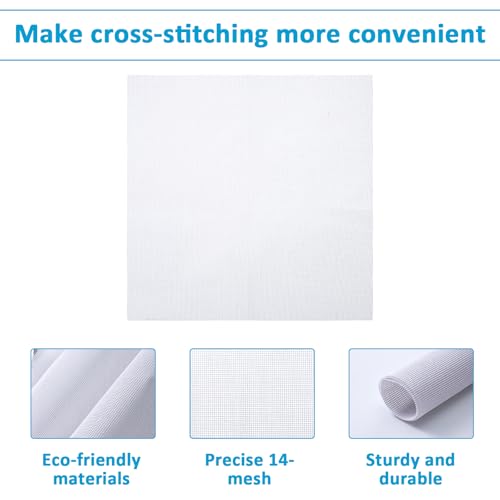 14 Mesh White Needlepoint Canvas, 19.6" x 17.7" Embroidery Blank Cloth 2PCS