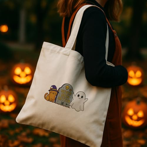 ORIGACH 4 Sheets Large Halloween Water Soluble Embroidery Stabilizers, Halloween Elements & Words Designs - Stick and Stitch Embroidery Paper Hand Sewing Stabilizers for Embroidery Beginners - color: Halloween Elements & Words