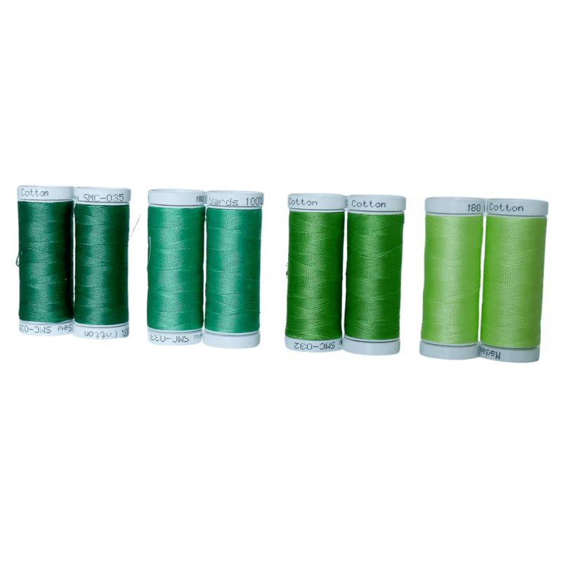 Madam Sew Cotton Thread Set – 8 Small Spools – 100% Cotton Thread for Sewing Machine & Hand Stitching | Strong, Low-Lint All Purpose Threads for Fabric, Quilting, and Stitching – Greens - color: Greens