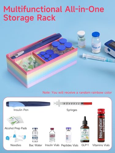 YOUSHARES Peptide Case for 3ml Vials, 1ml-30ml Insulin Vial Organizer - color: S3_rainbow