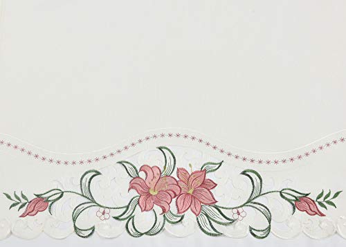 GOHD Lily Fragrance. 3pcs Multi-Color Embroidery Kitchen Cafe Curtain Set Swag and Tiers Set with cutworks. (Burgundy) - color: Burgundy