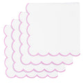 PurpleEssences Scalloped Cloth Napkins 18x18 in - White Edges Blush Pink - color: White(edges- Blush Pink)