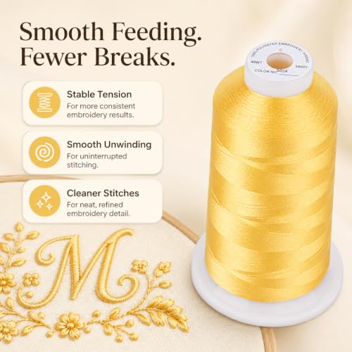Simthread 5500Yds/5000M 40WT Polyester Embroidery Thread Butternut S024 - color: ButternutS024