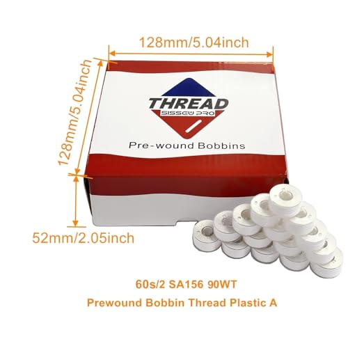 Sissewpro144pcs Prewound Bobbins White, Size A SA156 Class 15 Embroidery Bobbin Thread, Soft Polyester Sewing Machine Bobbin for Brother Singer Janome Babylock Embroidery & Sewing Machines - color: SA156 90WT 144PCS White