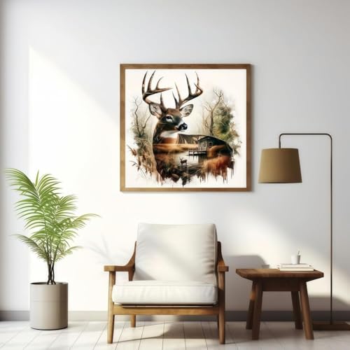 niurenmaoyi Stamped Cross Stitch Kits for Beginners,Counted Embroidery Craft Kits for Adults,Needlepoint Kits for Adults,Deers Wall Art 13.8X13.8In - color: Cross Stitch Kits1215-04