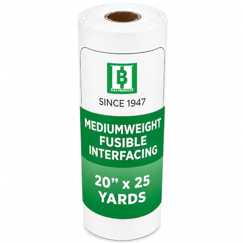 HBI Medium Weight Fusible Interfacing, Non Woven Iron-On, 20 in x 25 yd - size: 20” x 25 yd Medium Weight