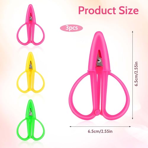 Mini Scissors, 3 Pcs Multicolor Tiny Travel Scissors Portable Small Craft Scissor with Cover, 2.6x1.6 Inch Stainless Steel Detail Sewing Scissor for DIY Embroidery, Paper Cutting, Sewing, 3 Colors - color: Pink, Yellow, Green