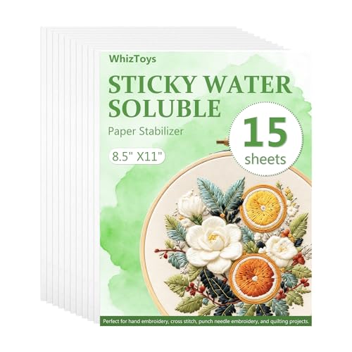 WhizToys 15PCS Water Soluble Stabilizer for Embroidery, 8.5"x11" - color: Green-15