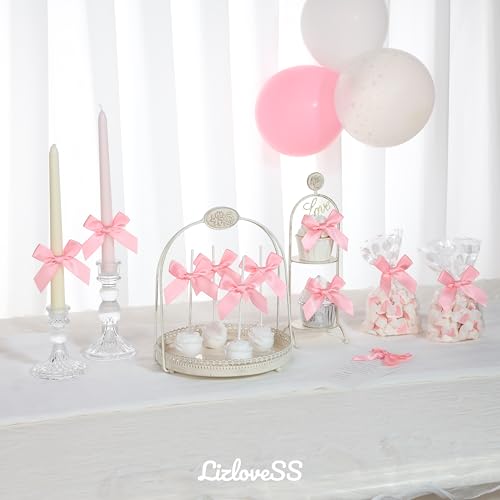 Pre-Tied Self Adhesive Pink Satin Ribbon Bows for Crafts 3" - color: Pink