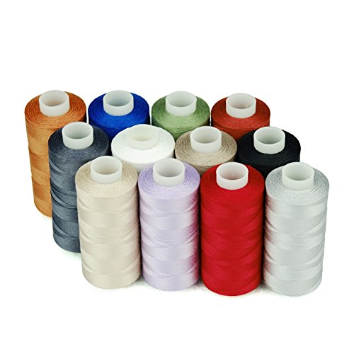 Simthread 12 Multi Colors All Purposes Cotton Quilting Thread 50s/3 Thread for Piecing Sewing etc - 550 Yards Each 12C01 - color: 12 Colors #1