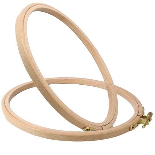 Opfiue 2 Pack 7 Inch Beech Wood Embroidery Hoop, Round - style: 7 Inch