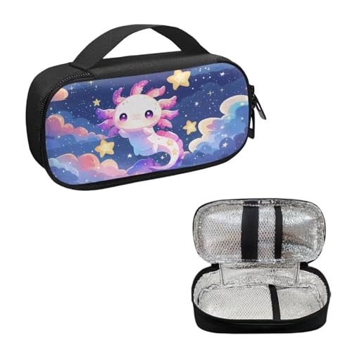 Axolotl Stars Insulin Cooler Bag Insulated Diabetic Medication Organizer Carrying Protection Case with Handle for Insulin Pen, Test Strips, Lancets, Needles - color: Axolotl Stars