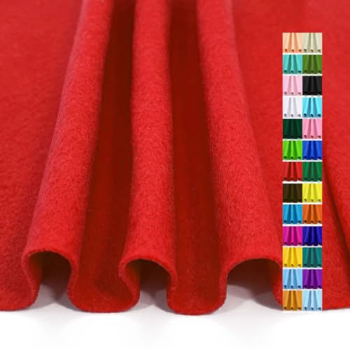 Red Felt Fabric 36" X 18" 1.6mm Thick Soft Half Square Felt Sheet - color: Red, size: 36'' x 18''