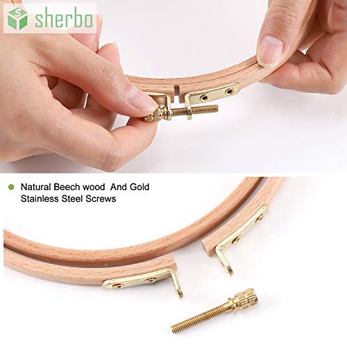 Sherbo 4-6 Inch Embroidery Hoops, Set of 3 Beech Wood Cross Stitch Hoops