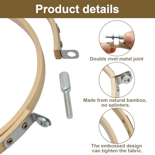 Moicstiy 3 Pcs Adjustable Embroidery Hoops Set, 3 Sizes, Oval Frame