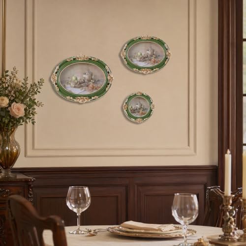 Vintage Picture Frames 3x3 Ornate Green and Gold Antique Pictue Frames with Real Glass Cover for Wall & Tabletop Display Victorian Home Decor Gallery Wall Decor,Round - color: Green, size: 3X3