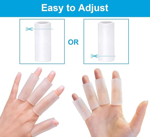 Sumifun Finger Sleeves, 20PCS Gel Thumb Finger Tubes for Arthritis, Trigger Finger Pain, Silicone Fingers Protector for Golf, Basketball, Golf, Rugby, Cracked Finger - color: Clear
