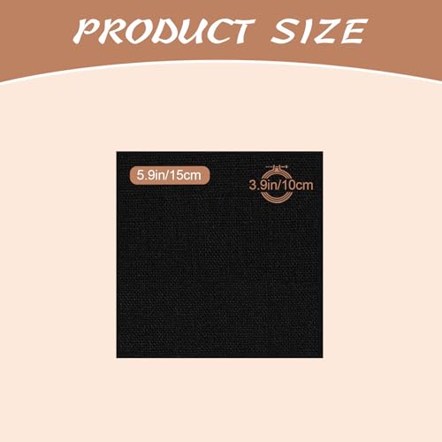 20 PCS Linen Embroidery Fabric, Pre-Cut 5.9 × 5.9 Inch Black Fabric - color: Black, size: 5.9×5.9 Inch