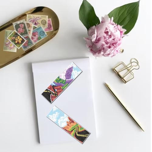 FREEBLOSS 6 Set Cross Stitch Bookmark Kit Cross Stitch Kit Mountain Road Landscape Stamped Embroidery Bookmark with Instruction Cross Stitch Kits for Adults DIY Bookmark Kit 8.66''x3.15'' - style: Highway