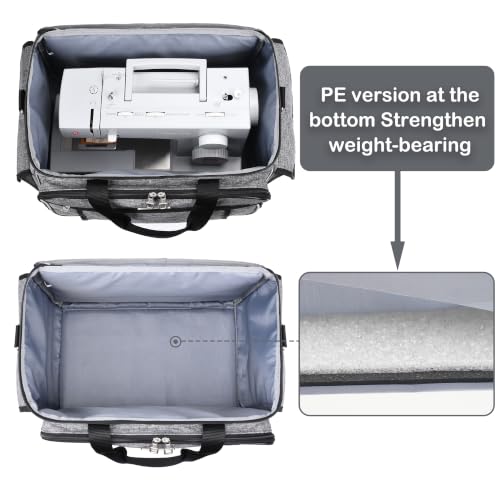 CAB55 Sewing Machine Case - Carrying Bag with Removable Padding, Tote for Machine and Accessories - color: Gray