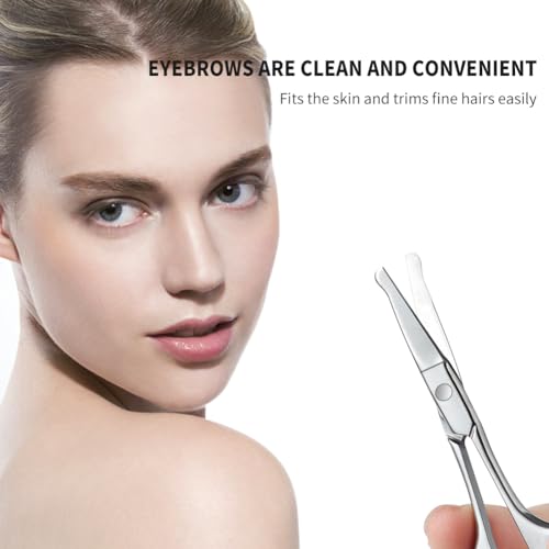 Small Safety Scissors, Round Tip for Nose and Eyebrow Trimming - AsonTao - color: Silver