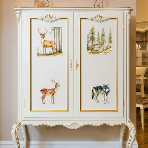 Peacoblue Animals and Forest Rub On Transfers for Furniture Craft 6"x12" - style: Animals and Forest