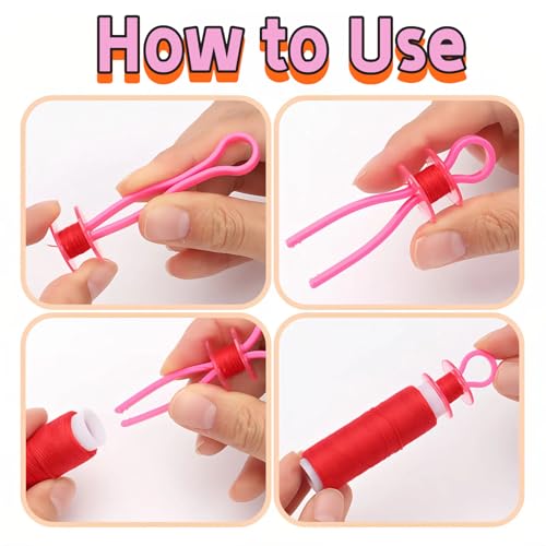 Plastic Bobbin Thread Holder Clips, 50/100 Pack, Assorted Colors, 2.64 Inch, Sewing Machine Accessories for Spool Organization (50)