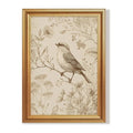 Wojuin Antique Style Sparrow Floral Etching Framed Canvas Wall Art 16x24 in - color: Sparrow, size: 24"L x 16"W