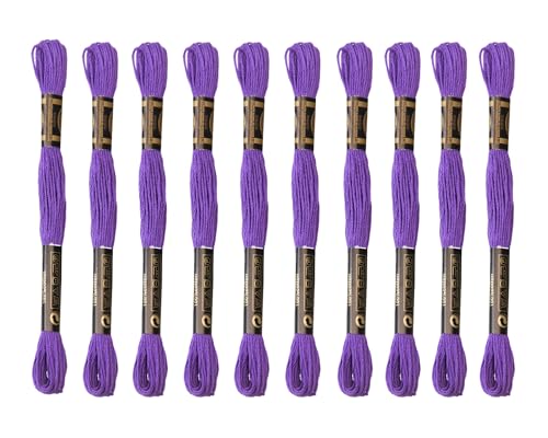 12 Skeins Embroidery Cotton Floss of 8.75yds for DIY Embroidery, Purple - color: Purple
