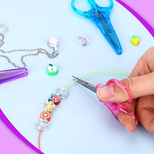 3Pcs Small Scissors All Purpose Craft Scissors Stainless Steel Scissor with Protective Cover Mini Detail Craft Scissor Precision Straight Fine Tips Design for Paper Cutting,Scrapbooking - color: Pinkl,purple,blue