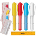 Fabric Chalk Markers for Sewing,Quilting,Crafting|Erasable Tailor Chalk|Work on Various Fabrics|Dosing Wheel Drawing Intricate Patterns Precise Lines-Per Pack(Red,Yellow,Blue,White and 1Ruler)
