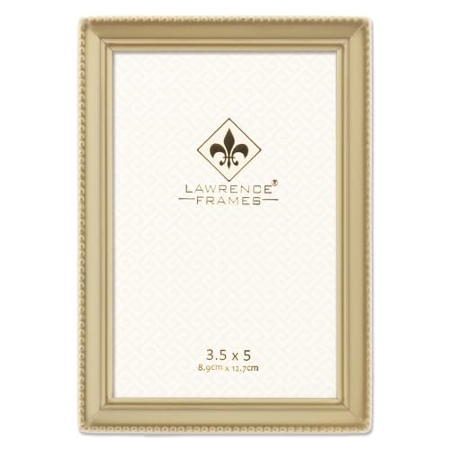 Lawrence Frames Bead Border Design, 3.5x5, Satin Gold - color: Satin Gold, size: 3.5x5