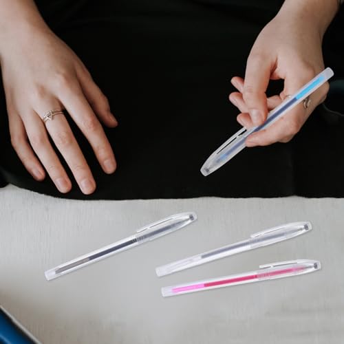 jojofuny Water Soluble Pen Set 4 Marking Pens with 40 Refills in Blue Rosy Black and Silver Water Erasable Fabric Marker for Cross Stitch Embroidery Sewing Quilting DIY Crafts