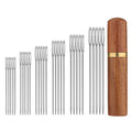 TOYMIS 30pcs Large Eye Sewing Needles, 6 Sizes Tapestry Embroidery Knitting Needles with Wooden Case, Stainless Steel, Brown