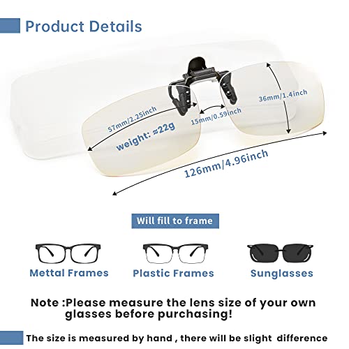 Reading Glasses Clip On and Flip Up Blue Light Blocking Magnifying Glasses Magnifiers Lenses Readers for Unisex (Transparent, 1.0)
