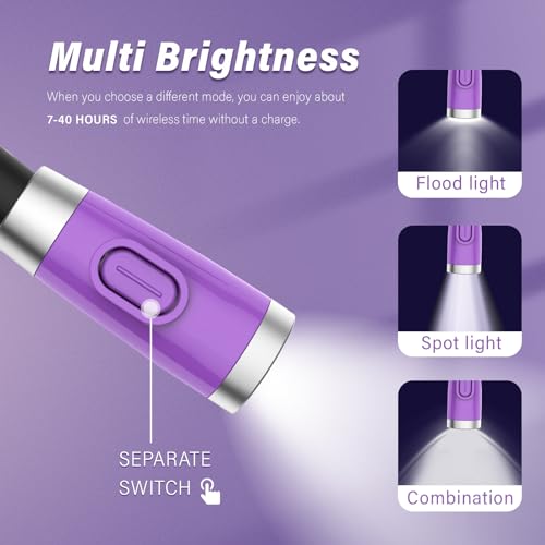 Vekkia Rechargeable LED Neck Book Light for Reading in Bed - color: Purple