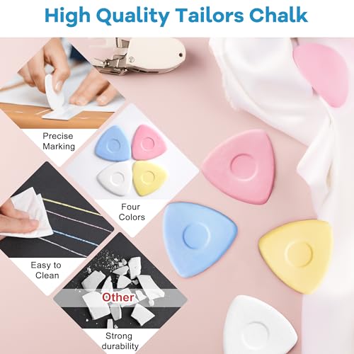 DF DUALFERV Tailor's Triangle Fabric Chalk Markers, 60pc Set, 4 Colors