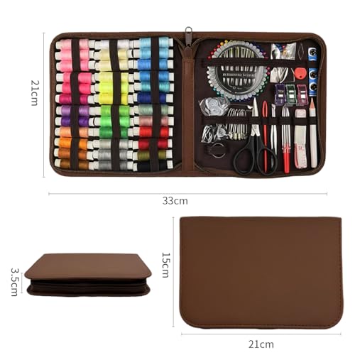 Obear Sewing Kit for Adults: 170 Pcs Sewing Supplies for Hand Mending Clothes, Emergency Repair for Home Travel Dorm, Brown (Gift for Mom, Grandma, Students) - style: 170 Pcs Hand Sewing Kit