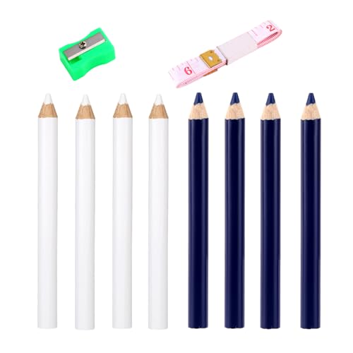 Goktvai 8pcs Fabric Pencils for Sewing, Water-Soluble Tailors Pencil Set with Sharpener & Soft Tape Measure 2 Colors Fabric Marking Chalk for Quilting Sewing Dressmaking DIY Crafts Supplies