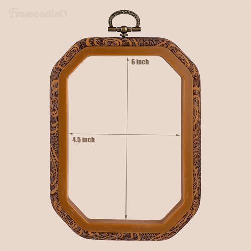 Framendino, 3 Pack Imitation Wood Embroidery Hoop Hoops Display Frame Cross Stitch Ring for Art Craft Sewing - size: 6" x 4.5"
