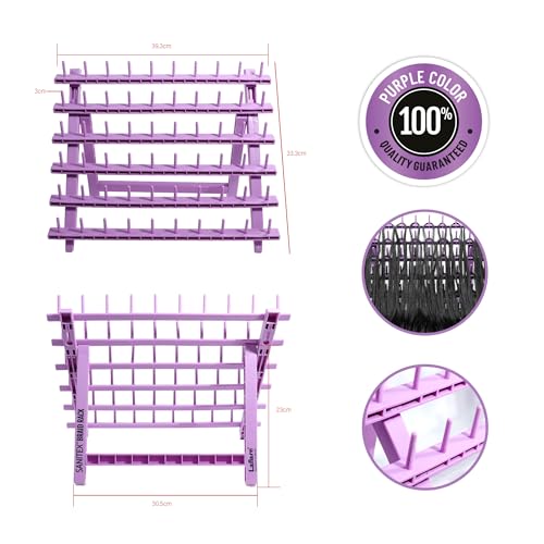 Laflare Braid Rack 60 Spools, PP Braiding Hair Stand, Thread Rack, Sewing Organizer, Quilting, Embroidery - Versatile Extension Holder (Purple) - color: 3. Purple